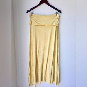 Hourglass Lilly Fold Over Waist 16 Yellow Grey Pastel Skirt Midi Stretchy Size M
